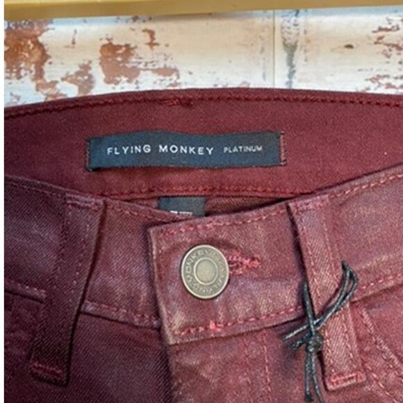 NWT Flying Monkey Platinum Maroon Wax Skinny Jeans - Picture 4 of 10